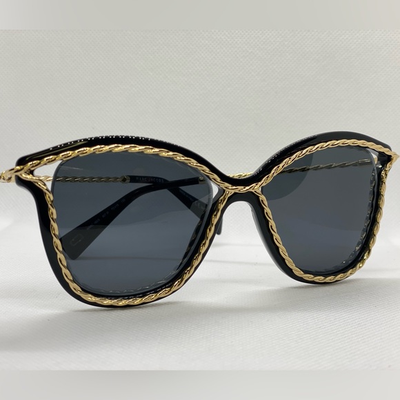 Brand New Marc Jacobs Oversized black gold twist Squared Sunglasses Authentic - Picture 8 of 9